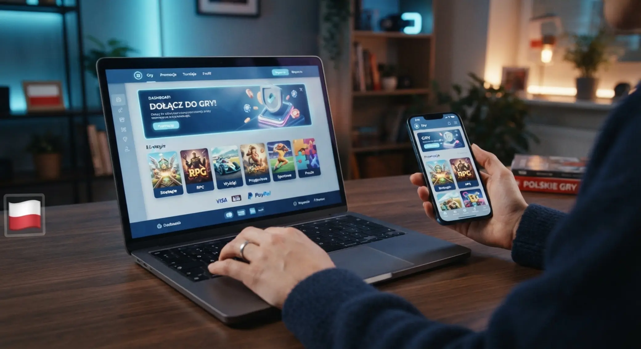 Korzystanie z serwisu na różnych urządzeniach Interfejs platformy online na laptopie i smartfonie